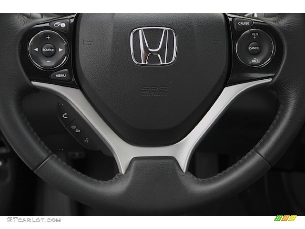 2015 Honda Civic EX-L Sedan Black Steering Wheel Photo #100383191