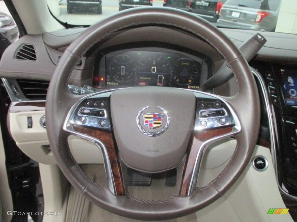 2015 Cadillac Escalade Premium 4WD Shale/Cocoa Steering Wheel Photo #100399394