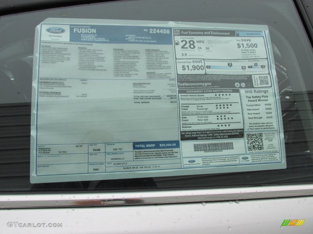 2015 Ford Fusion SE Window Sticker Photos