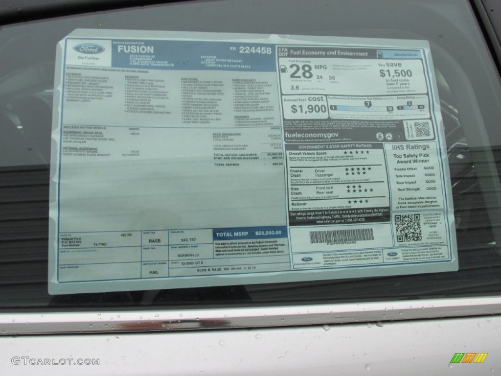 2015 Ford Fusion SE Window Sticker Photo #100412483