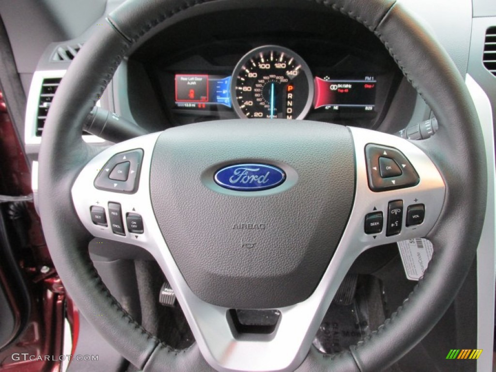 2015 Ford Explorer XLT Charcoal Black Steering Wheel Photo #100417547