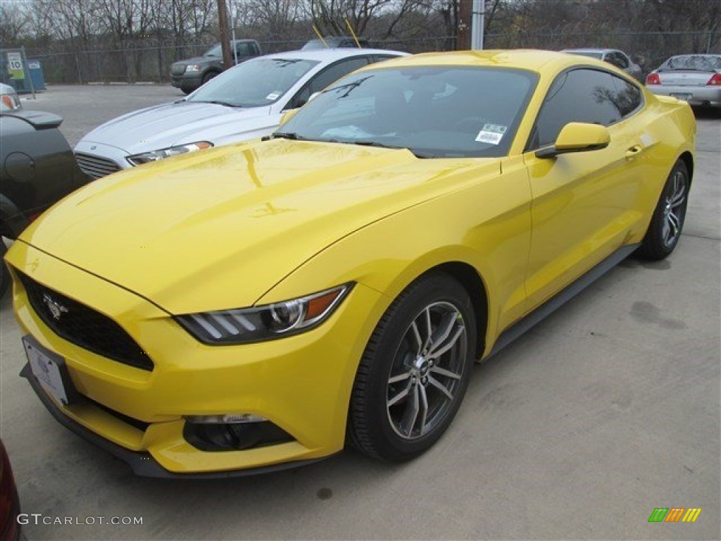 2015 Mustang EcoBoost Premium Coupe - Triple Yellow Tricoat / Ebony photo #4