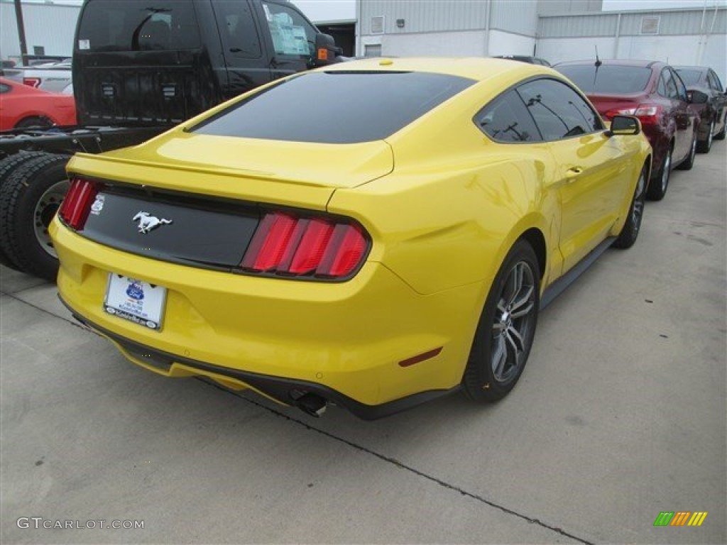 2015 Mustang EcoBoost Premium Coupe - Triple Yellow Tricoat / Ebony photo #7