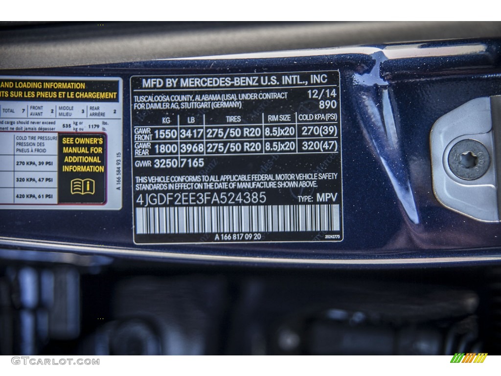 2015 GL Color Code 890 for Lunar Blue Metallic Photo #100430555