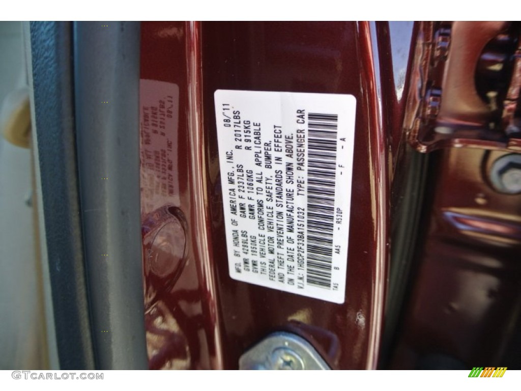 2011 Accord LX Sedan - Basque Red Pearl / Ivory photo #7