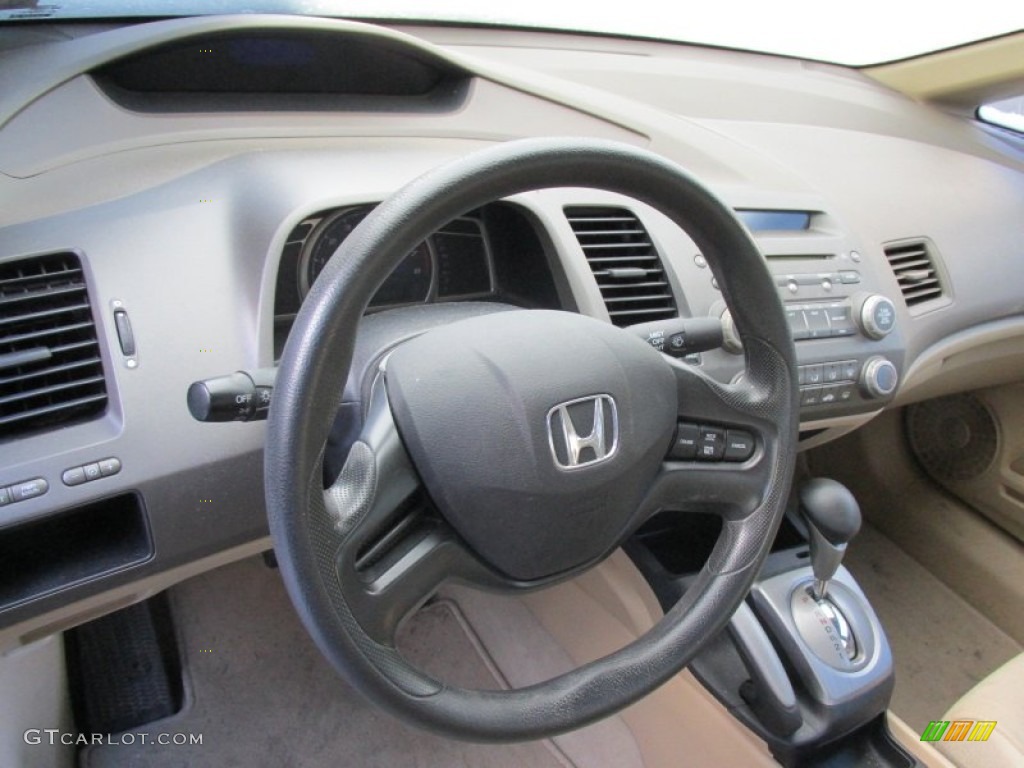 2007 Honda Civic LX Sedan Ivory Steering Wheel Photo #100444232