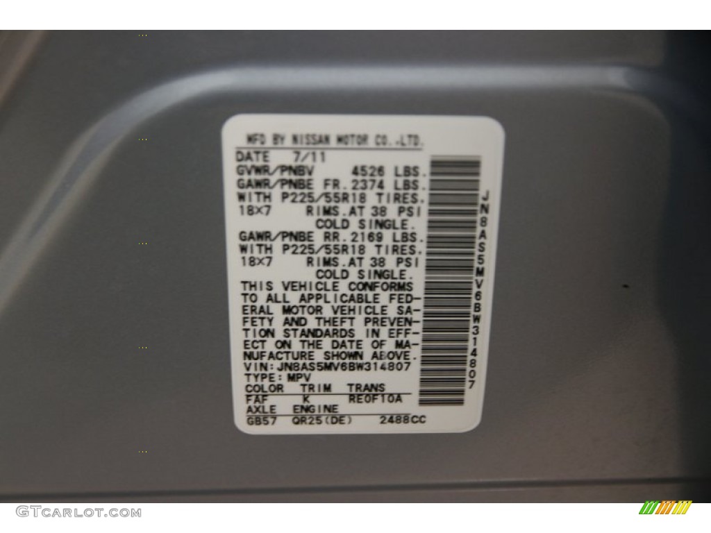 2011 Rogue SV AWD - Frosted Steel Metallic / Gray photo #18
