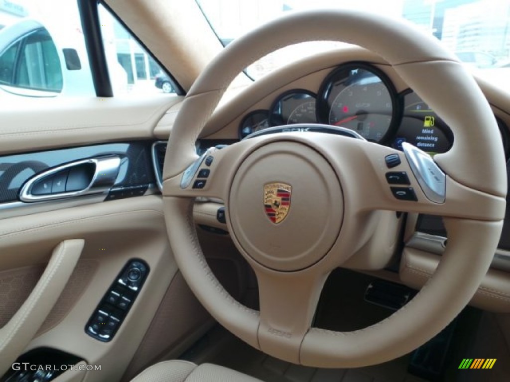 2015 Porsche Panamera GTS Luxor Beige Steering Wheel Photo #100457699