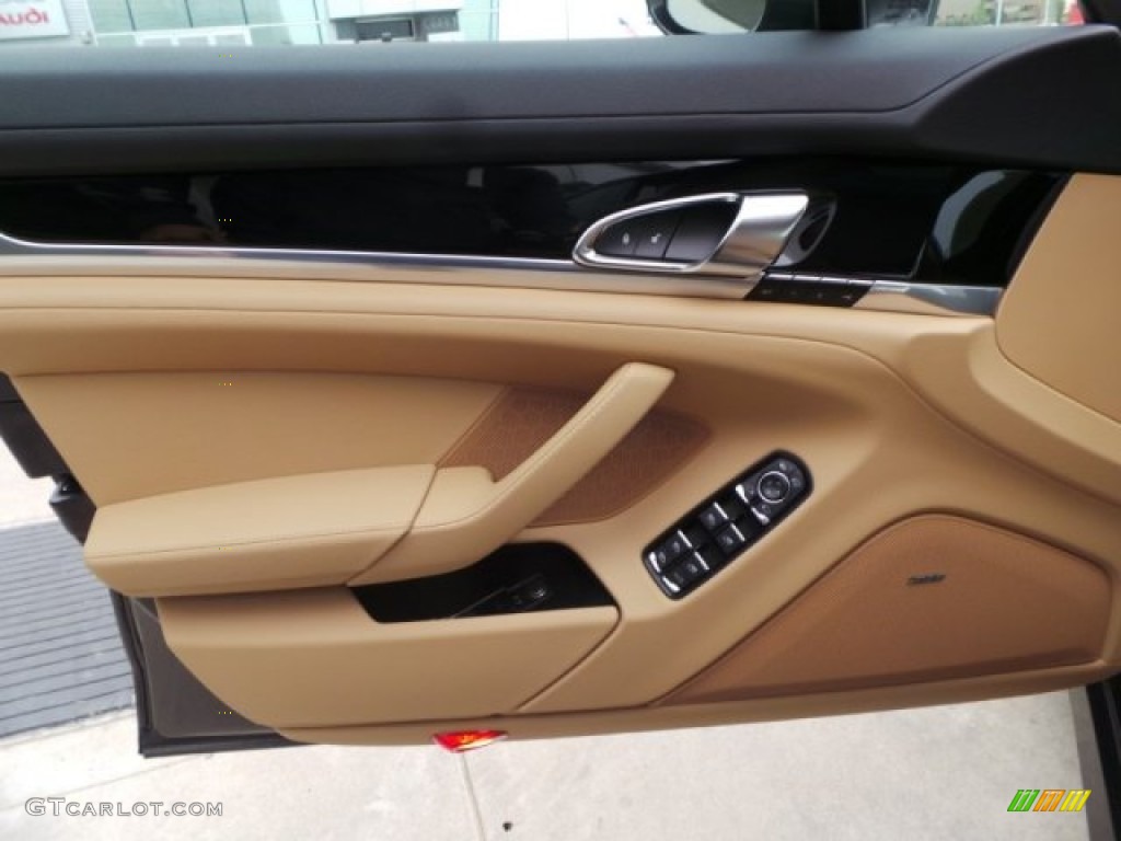 2015 Porsche Panamera S Black/Luxor Beige Door Panel Photo #100458188