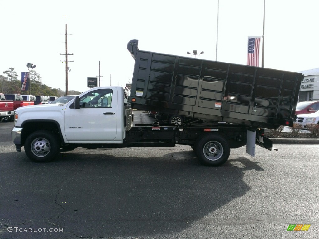 Summit White 2015 GMC Sierra 3500HD Work Truck Regular Cab 4x4 Dump Truck Exterior Photo #100460168