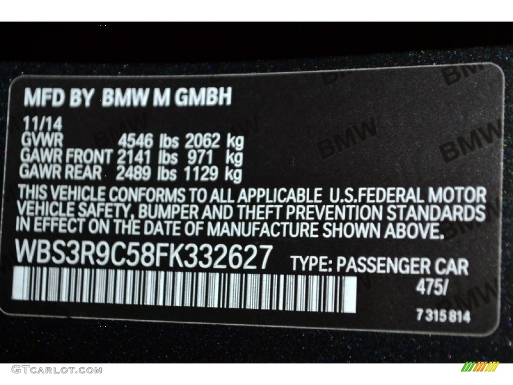2015 M4 Color Code 475 for Black Sapphire Metallic Photo #100464537