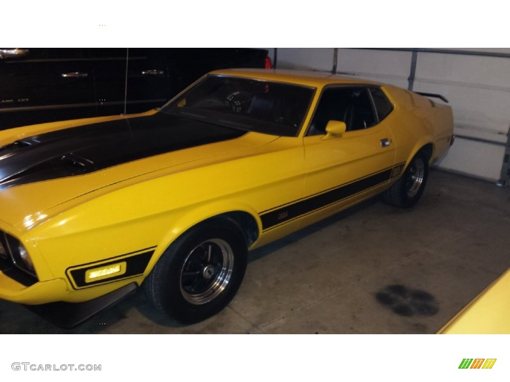 1973 Mustang Mach 1 Fastback - Medium Bright Yellow / Black photo #1