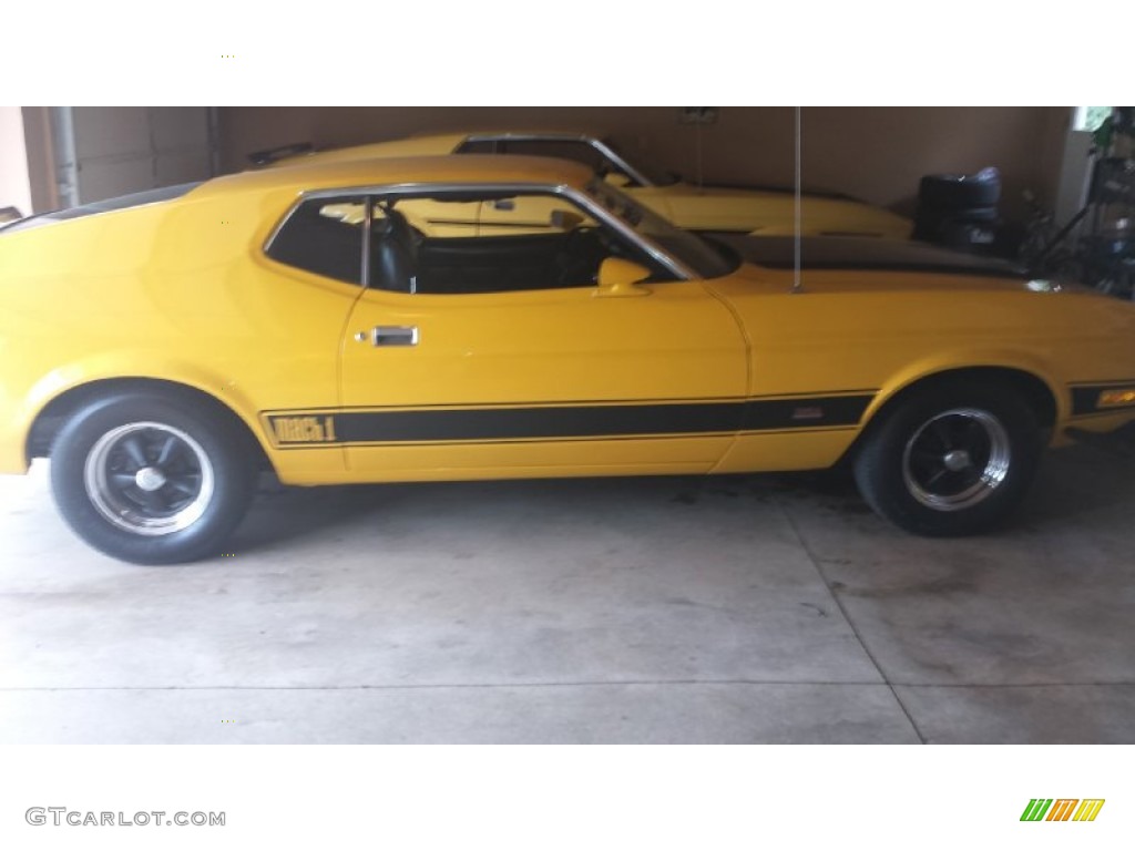 1973 Mustang Mach 1 Fastback - Medium Bright Yellow / Black photo #13