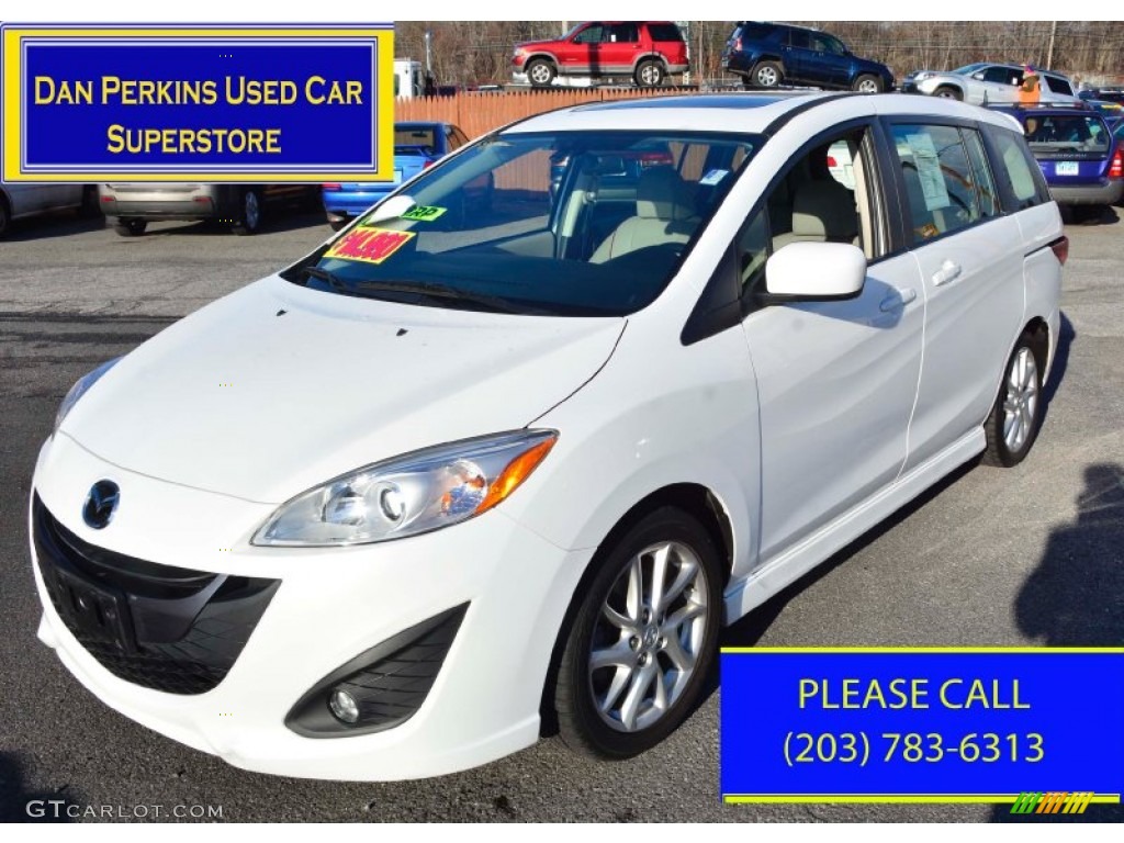 2012 MAZDA5 Grand Touring - Crystal White Pearl Mica / Sand photo #1