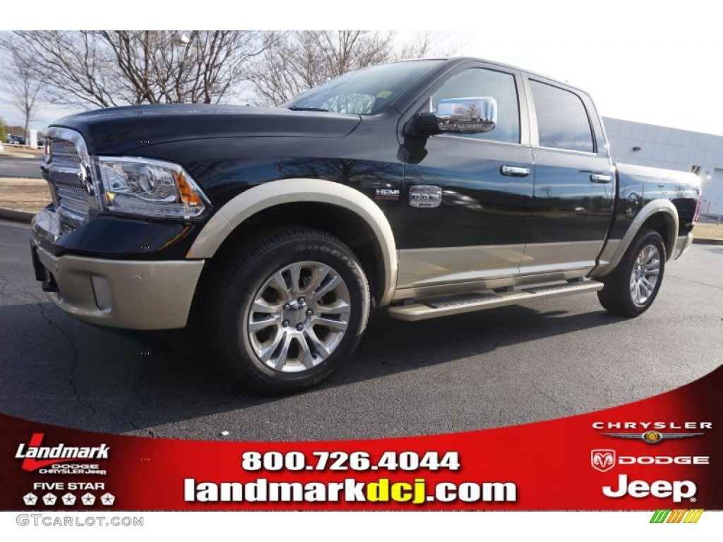 2015 1500 Laramie Long Horn Crew Cab - Black Forest Green Pearl / Canyon Brown/Light Frost photo #1