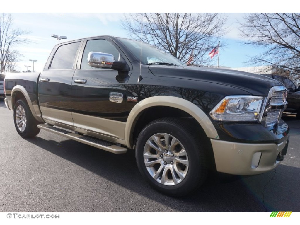 2015 1500 Laramie Long Horn Crew Cab - Black Forest Green Pearl / Canyon Brown/Light Frost photo #4
