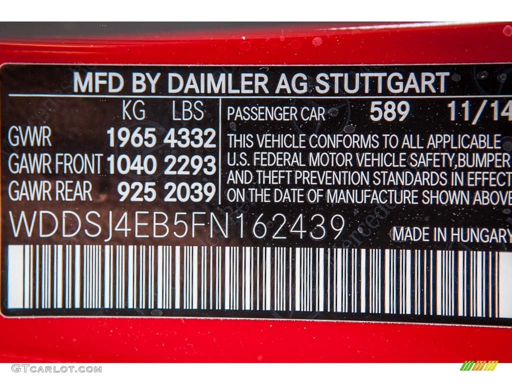 2015 CLA Color Code 589 for Jupiter Red Photo #100498962