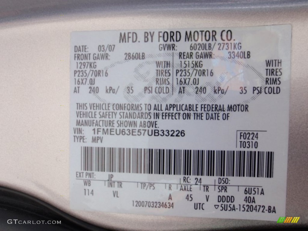 2007 Explorer XLT - Silver Birch Metallic / Camel photo #34