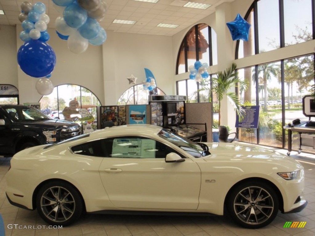 50th Anniversary Wimbledon White 2015 Ford Mustang 50th Anniversary GT Coupe Exterior Photo #100507023