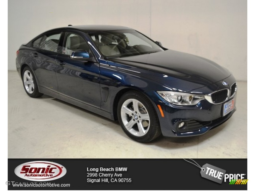 2015 4 Series 428i Gran Coupe - Midnight Blue Metallic / Ivory White and Black photo #1