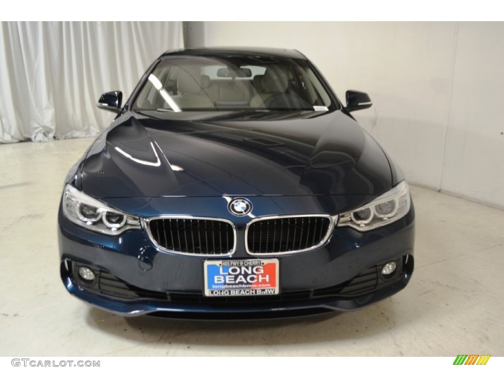 2015 4 Series 428i Gran Coupe - Midnight Blue Metallic / Ivory White and Black photo #4