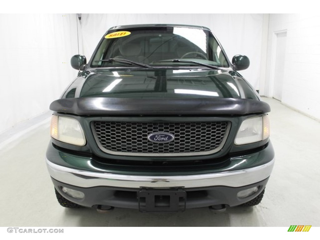 2001 F150 XLT SuperCrew 4x4 - Dark Highland Green Metallic / Medium Graphite photo #2