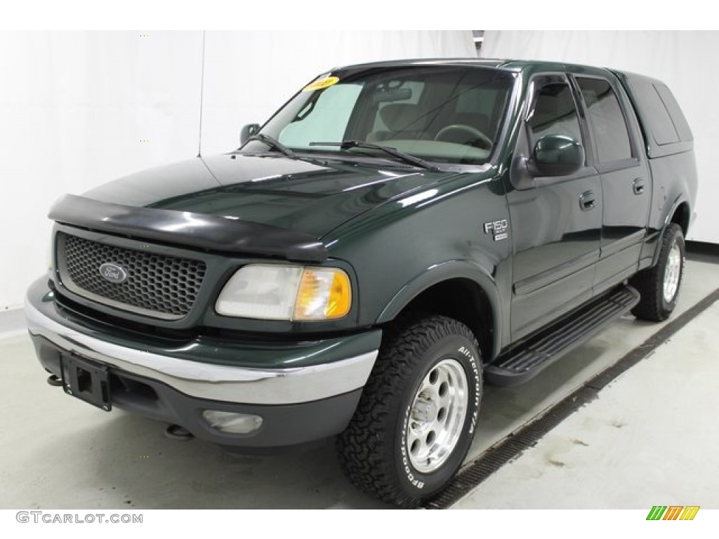 2001 F150 XLT SuperCrew 4x4 - Dark Highland Green Metallic / Medium Graphite photo #3