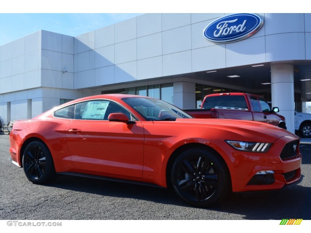 2015 Mustang EcoBoost Premium Coupe - Competition Orange / Ebony photo #1