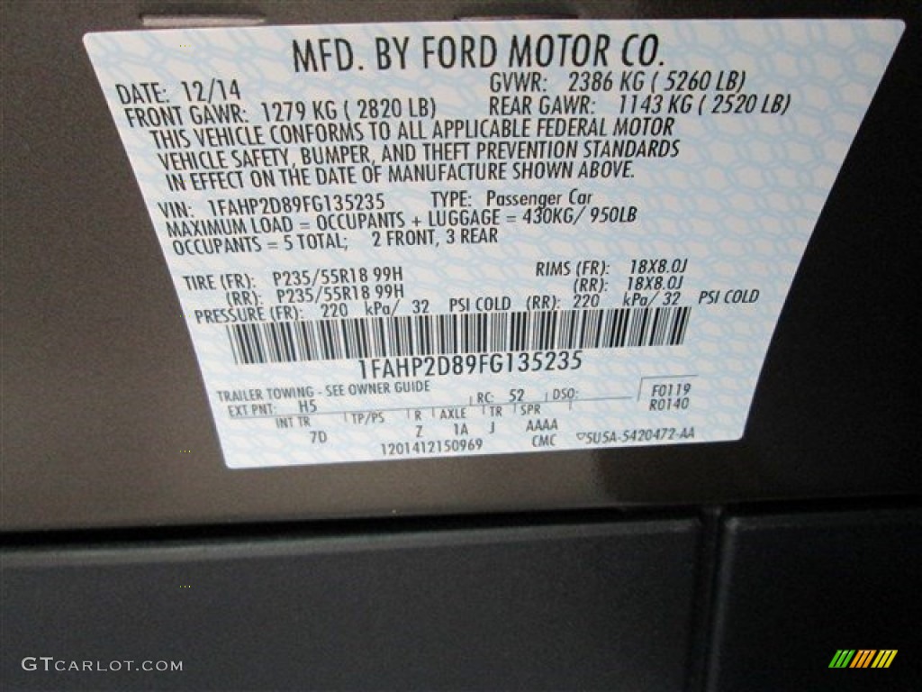 2015 Taurus SE - Caribou Metallic / Dune photo #12