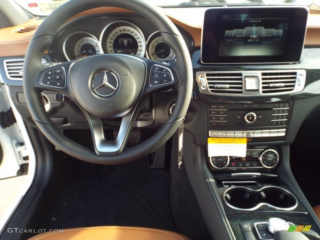 2015 Mercedes-Benz CLS 400 Coupe Saddle Brown/Black Dashboard Photo #100525697