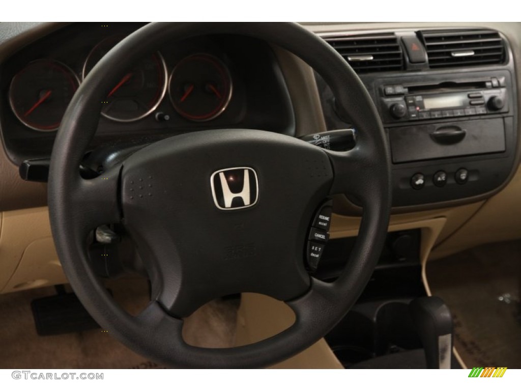 2003 Honda Civic LX Coupe Ivory Steering Wheel Photo #100526006