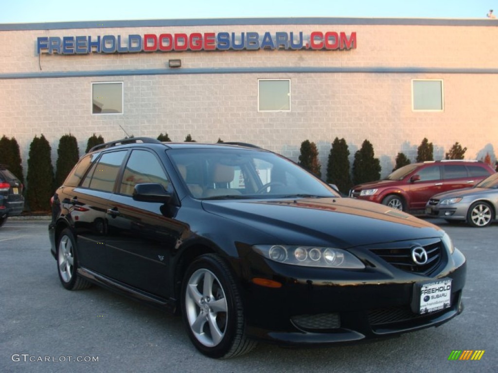 2004 MAZDA6 s Sport Wagon - Onyx Black / Black photo #1