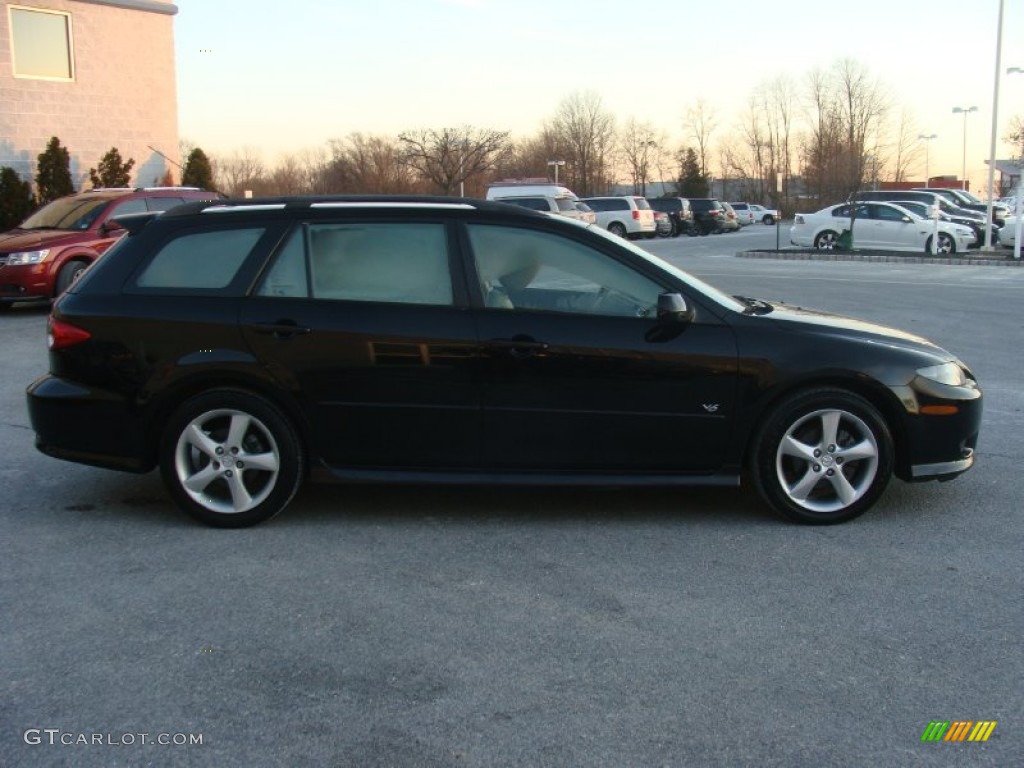 2004 MAZDA6 s Sport Wagon - Onyx Black / Black photo #8