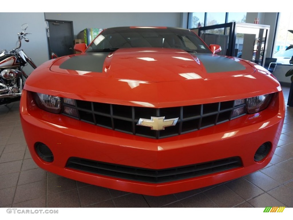 2013 Camaro LS Coupe - Inferno Orange Metallic / Black photo #2