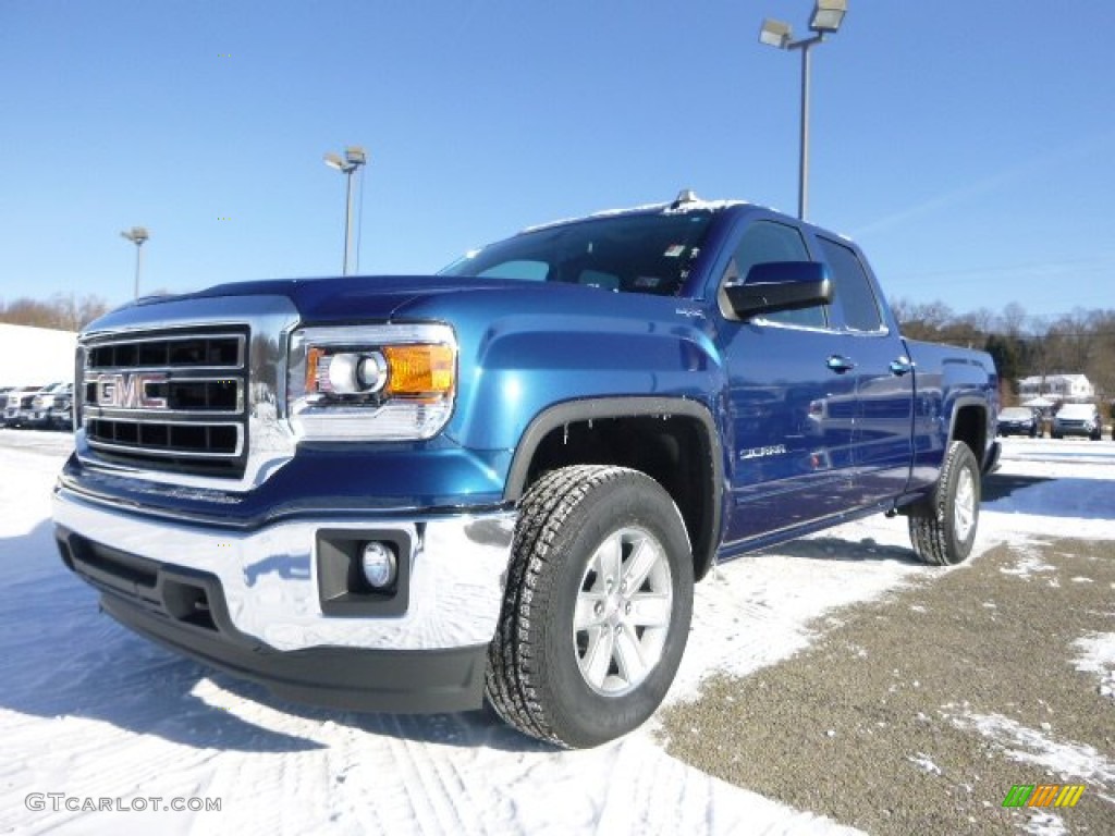 2015 Sierra 1500 SLE Double Cab 4x4 - Stone Blue Metallic / Jet Black photo #1