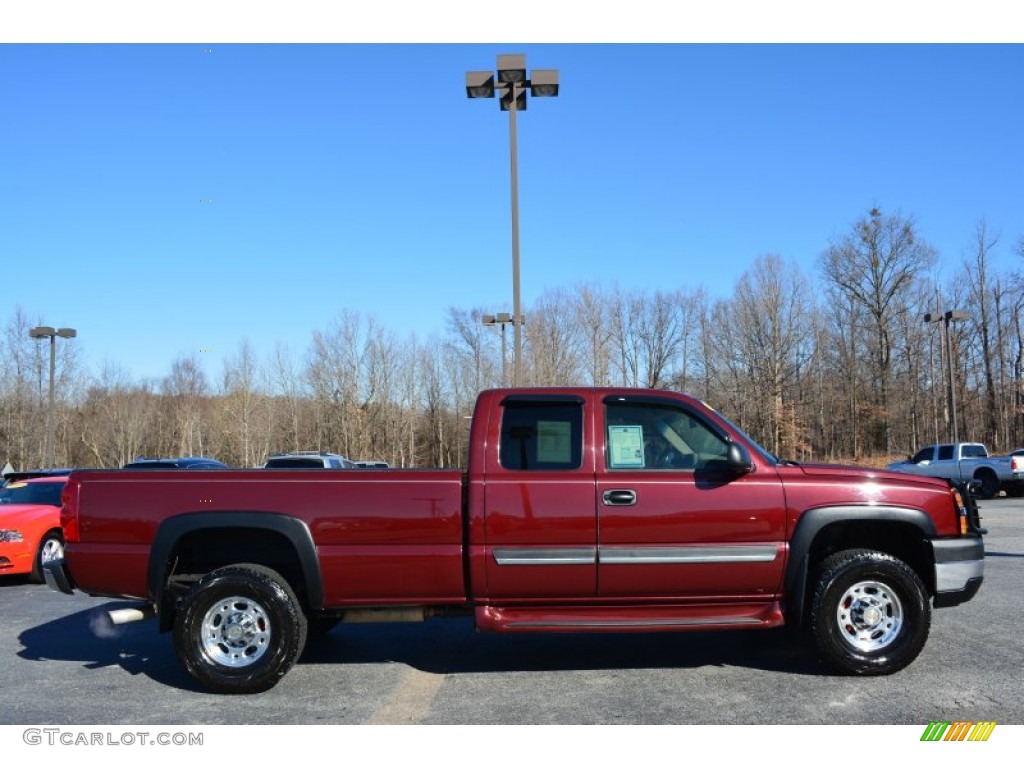 2003 Silverado 2500HD LT Extended Cab 4x4 - Dark Carmine Red Metallic / Tan photo #2