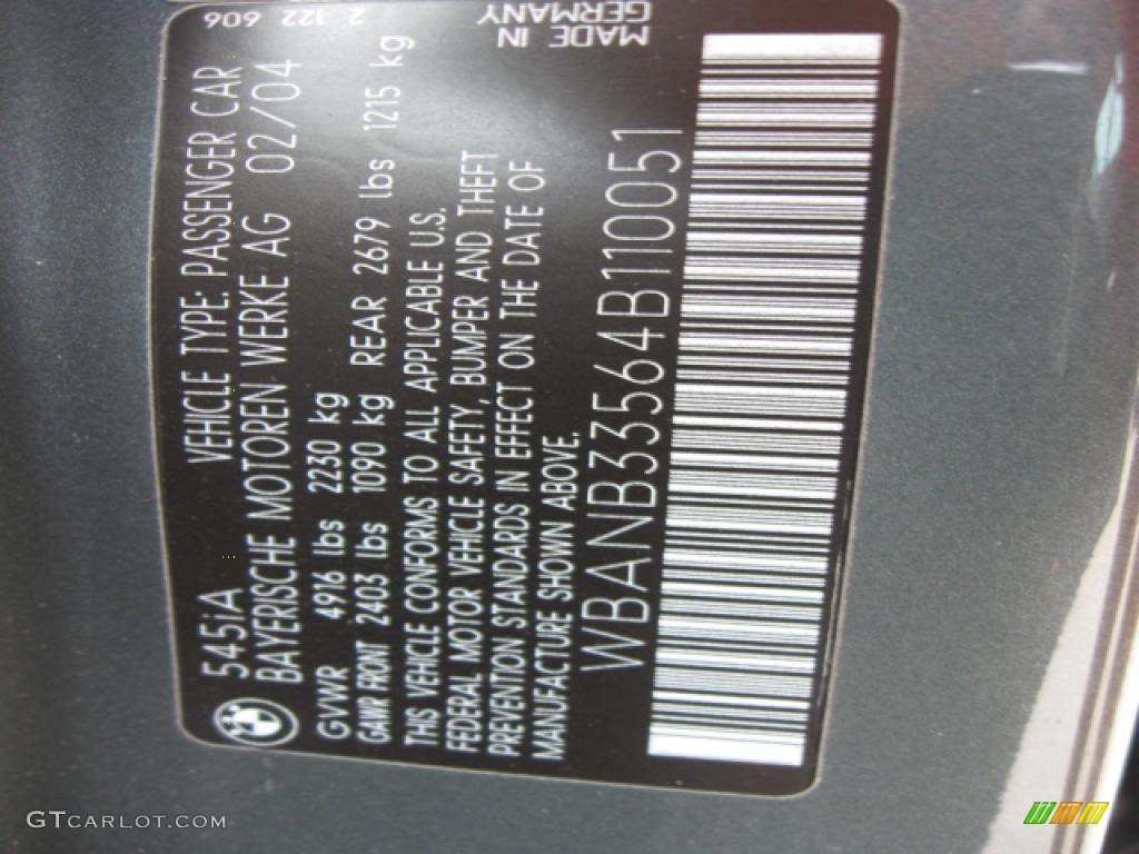 2004 5 Series 545i Sedan - Amethyst Grey Metallic / Black photo #16
