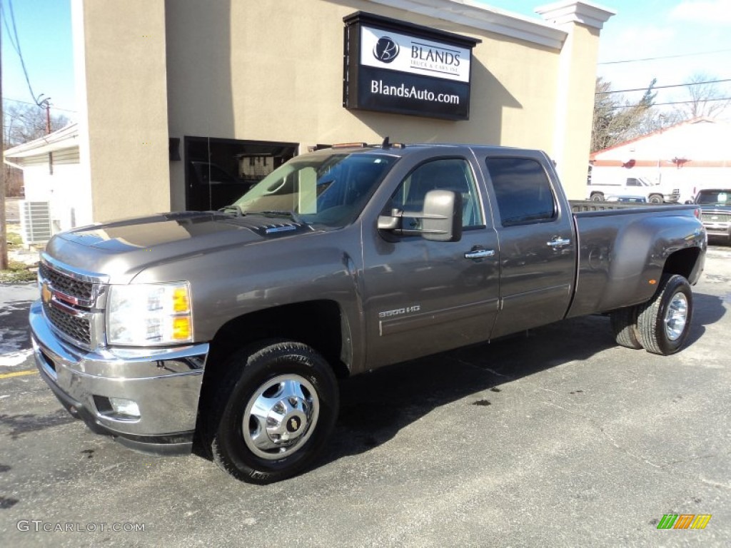 2011 Silverado 3500HD LTZ Crew Cab 4x4 - Mocha Steel Metallic / Ebony photo #1