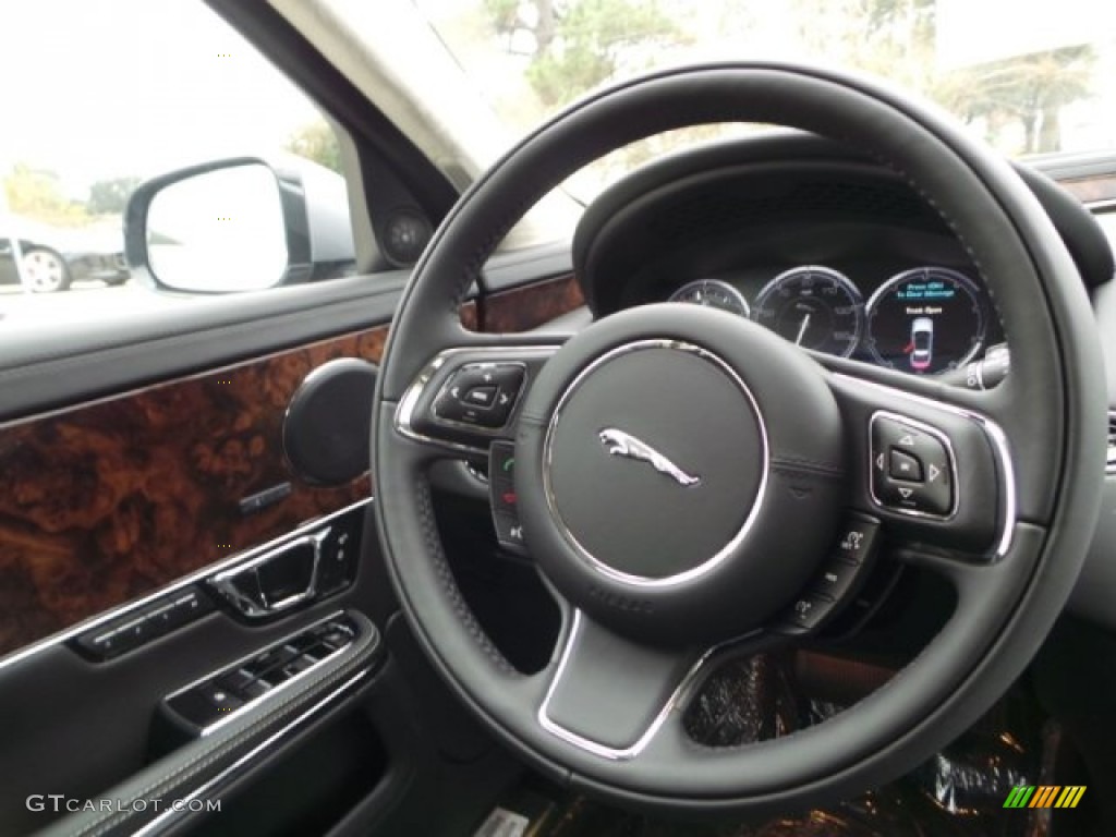 2015 Jaguar XJ XJL Portfolio Jet/Jet Steering Wheel Photo #100586863