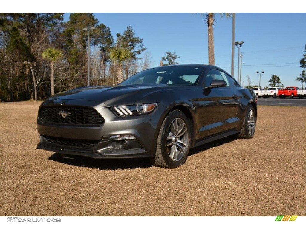 2015 Mustang EcoBoost Premium Coupe - Magnetic Metallic / Dark Saddle photo #1