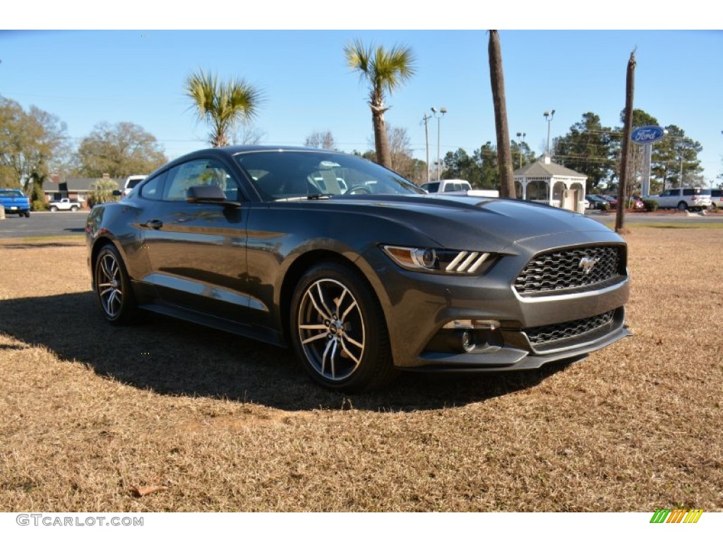 2015 Mustang EcoBoost Premium Coupe - Magnetic Metallic / Dark Saddle photo #3