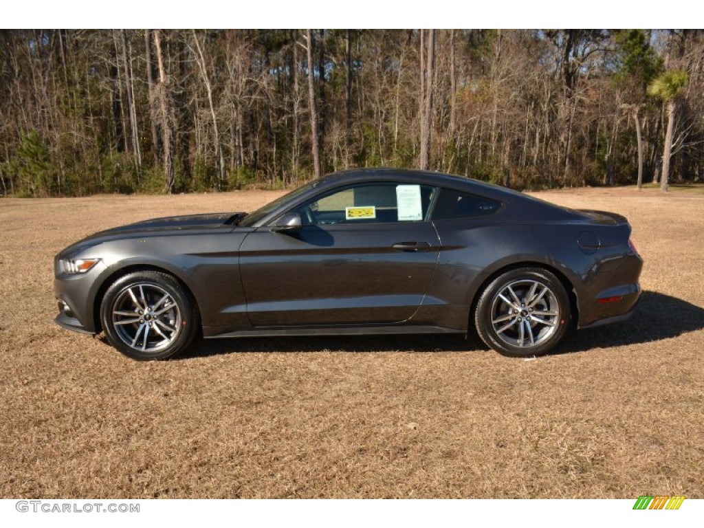 2015 Mustang EcoBoost Premium Coupe - Magnetic Metallic / Dark Saddle photo #8