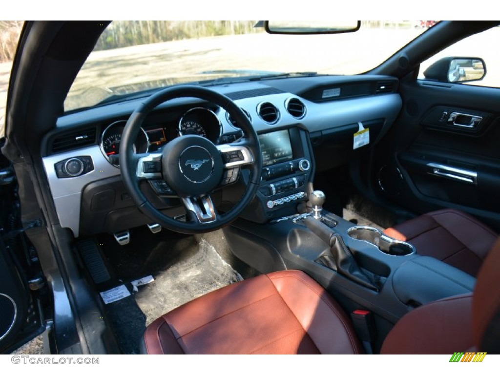 2015 Mustang EcoBoost Premium Coupe - Magnetic Metallic / Dark Saddle photo #12