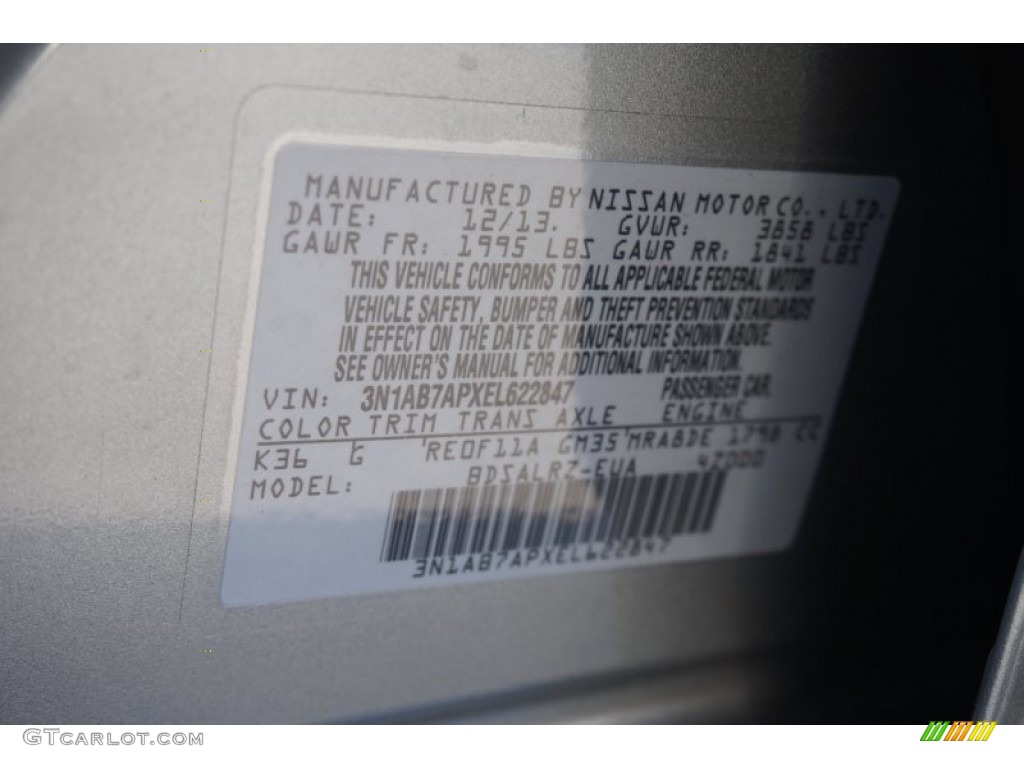 2014 Sentra SV - Brilliant Silver / Charcoal photo #19