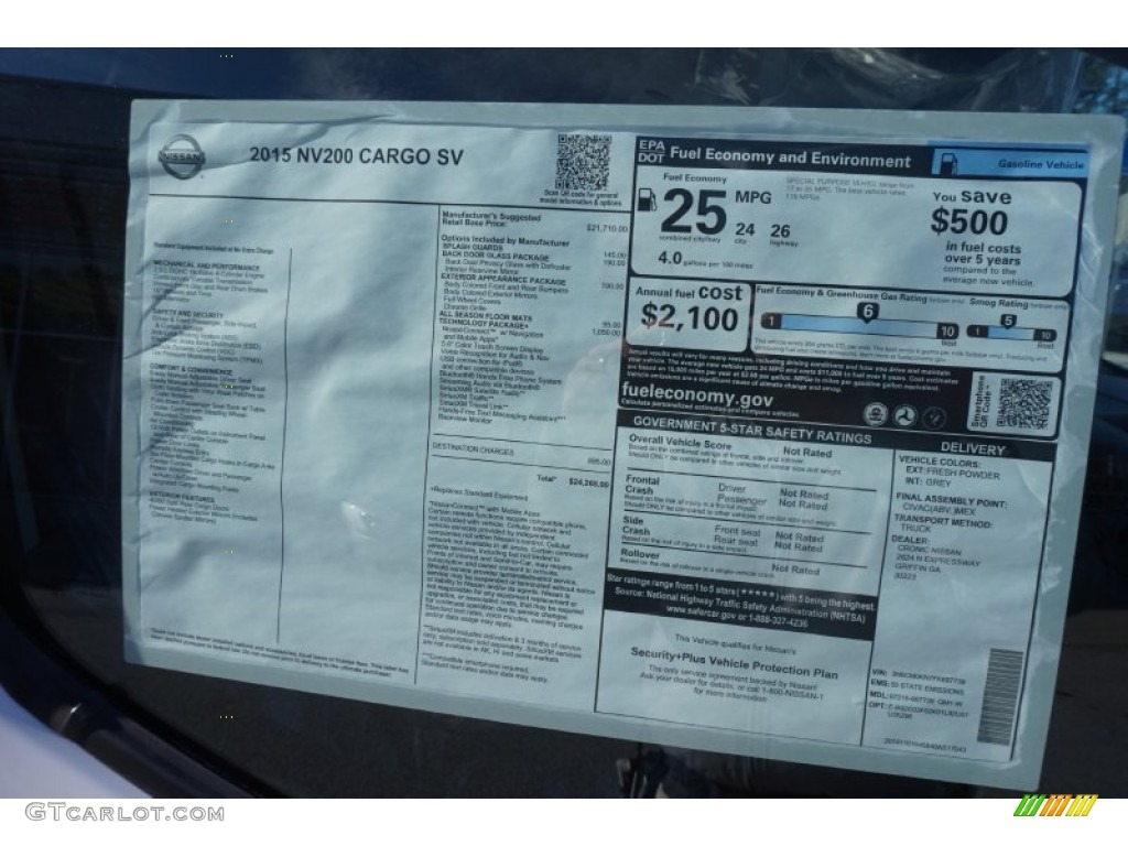 2015 Nissan NV200 SV Window Sticker Photos