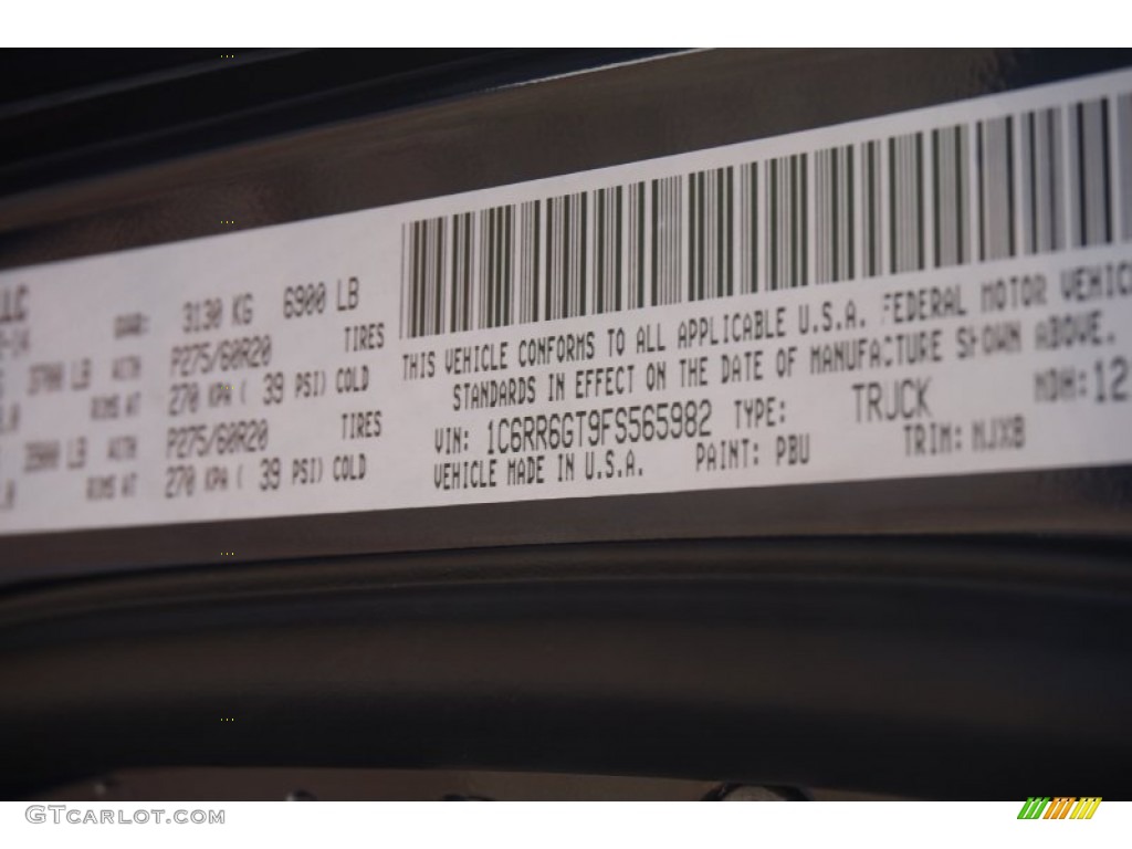 2015 1500 Color Code PBU for True Blue Pearl Photo #100595567