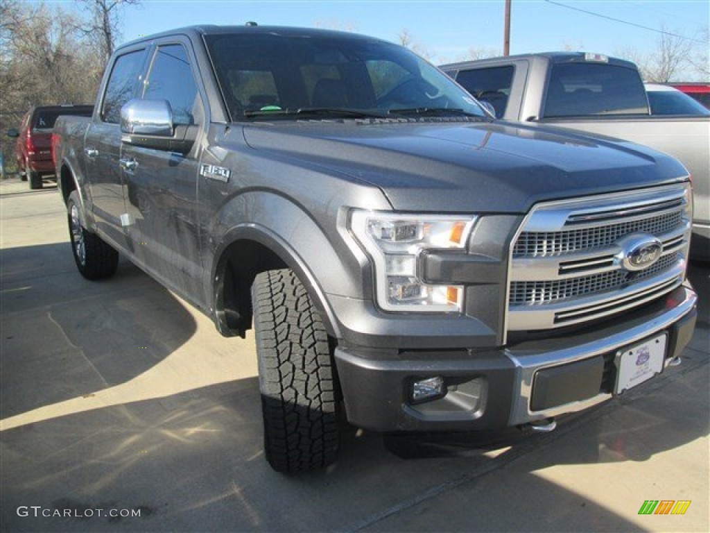 2015 F150 Platinum SuperCrew 4x4 - Magnetic Metallic / Black photo #1