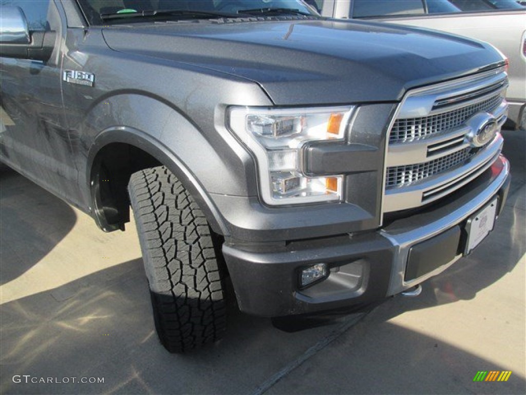 2015 F150 Platinum SuperCrew 4x4 - Magnetic Metallic / Black photo #2