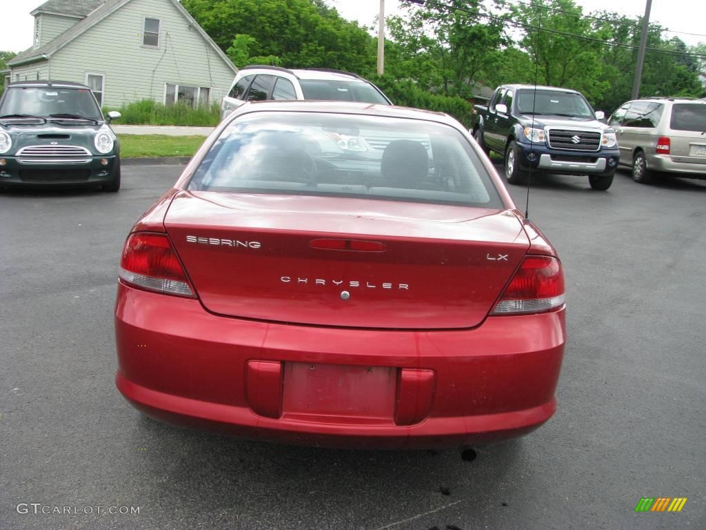 2002 Sebring LX Sedan - Inferno Red Pearl / Dark Slate Gray photo #3