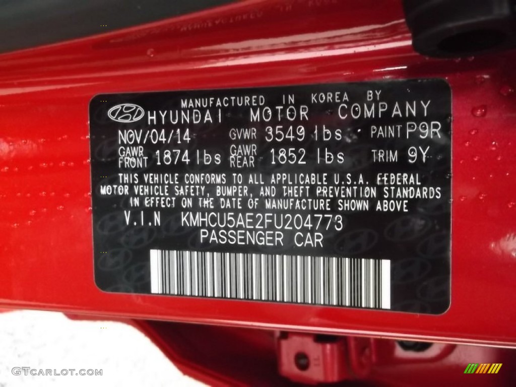 2015 Accent Color Code P9R for Boston Red Photo #100626631